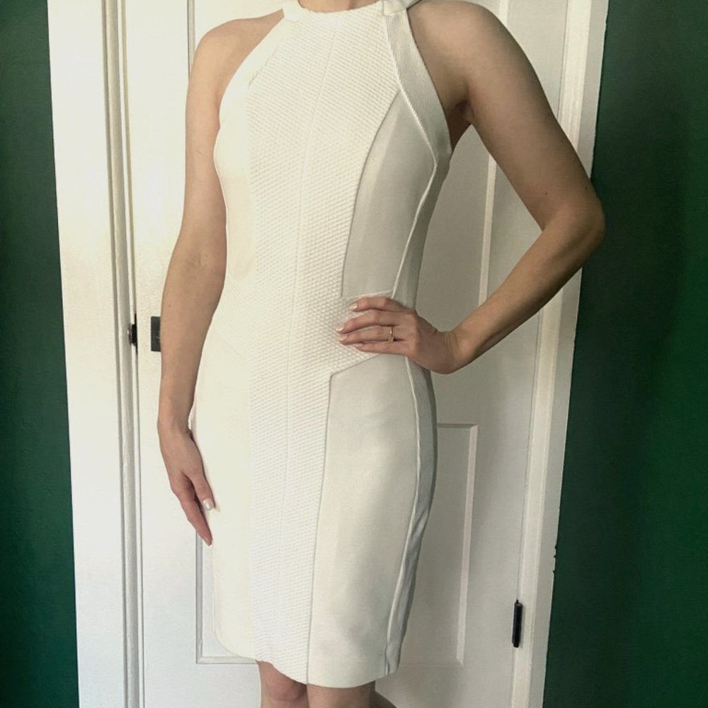 Mango white cocktail dress with cut-outs